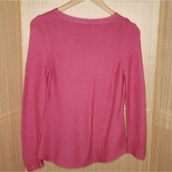 Talbots Petite Womens Pink Soft V Neck Sweater Medium - Picture 2 of 5